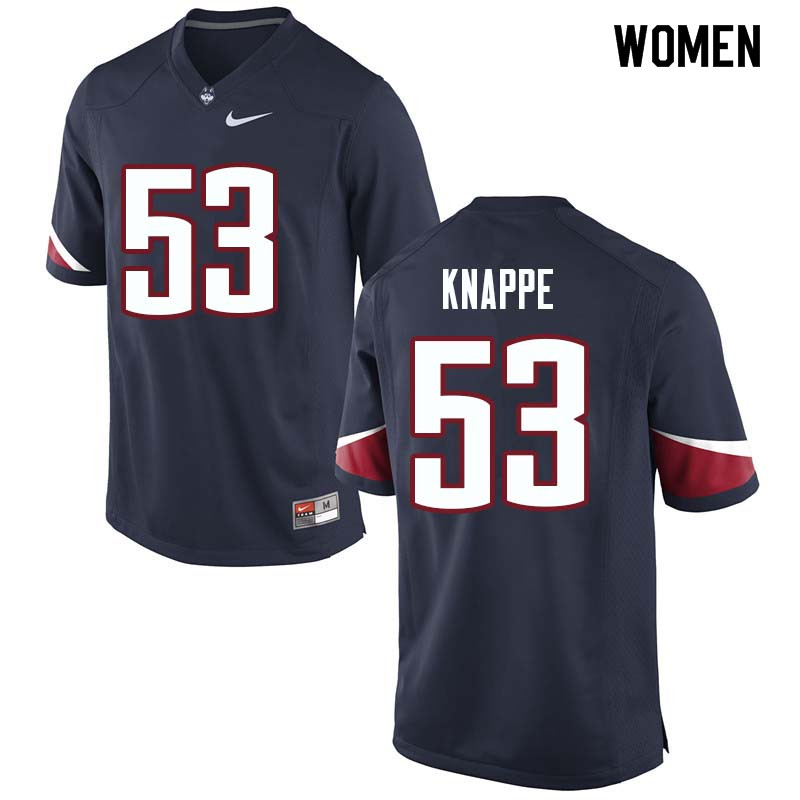 Women #53 Andreas Knappe Uconn Huskies College Football Jerseys Sale-Navy